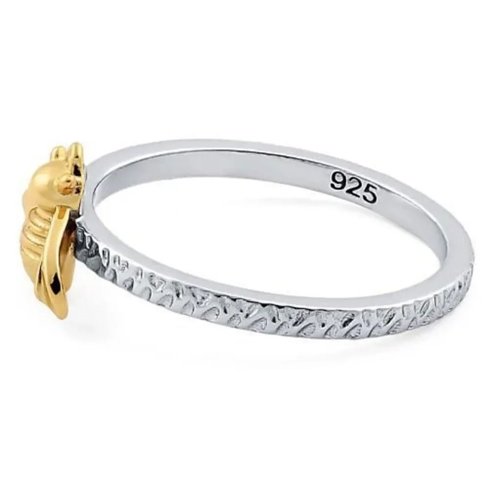 14k Gold Vermeil Bee Two Toned Ring New